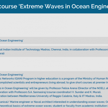 GIAN course ‘Extreme Waves in Ocean Engineering’